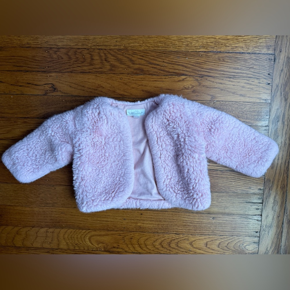 Miniclasix Girls' Baby Faux Fur Jacket Pink Size 3-6M